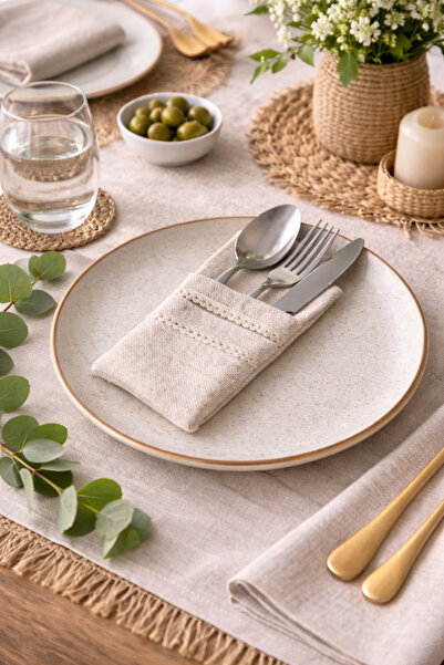 Mirilliahome 6-Piece Ruffled Raw Linen Cutlery / Napkin Holder – Cutlery Case