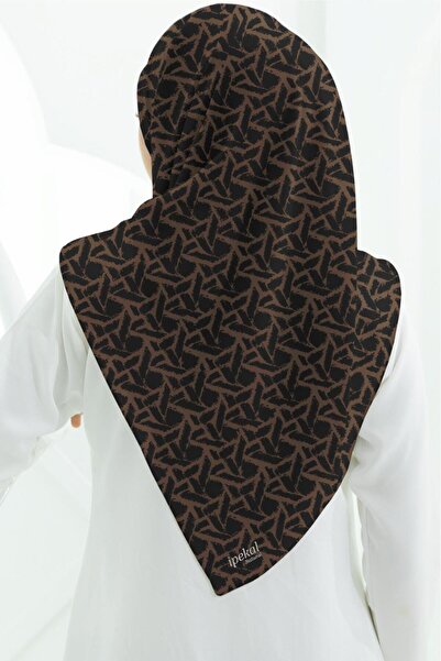 İpekal Soft Cotton Scarf-90 X 90 -06099 Black-Brown