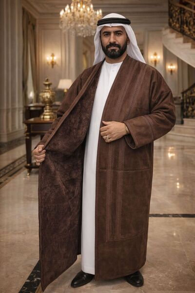 LaFont Men's velvet fur coat with a fur lining to protect you from the cold, exuding sophistication. Made in Syria.