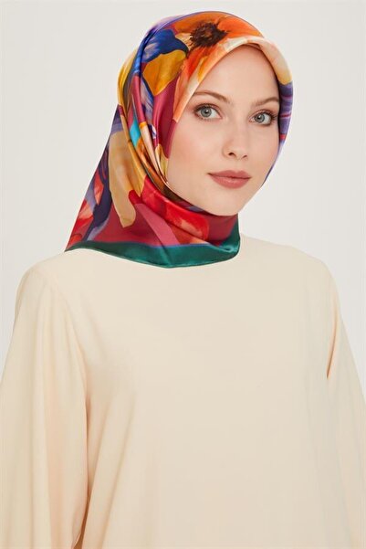 Armine Eșarfă de mătase Iarna 2025 - 9205-57 Twill Verde Burgundy