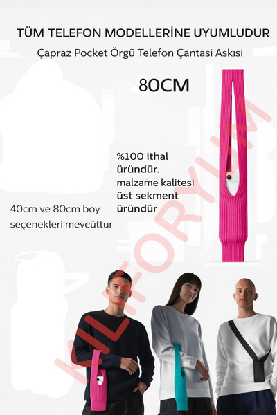 Kılıforyum iPhone Cross Pocket Mesh Phone Bag Strap Compatible with All Phone...