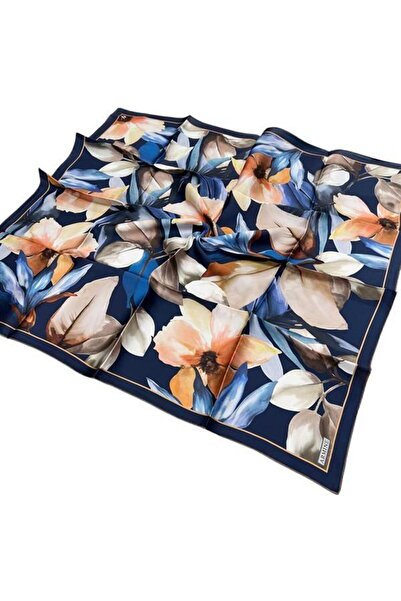 Armine Eșarfă de mătase 2025 iarnă - 9205-84 Bleumarin închis, maro, twill