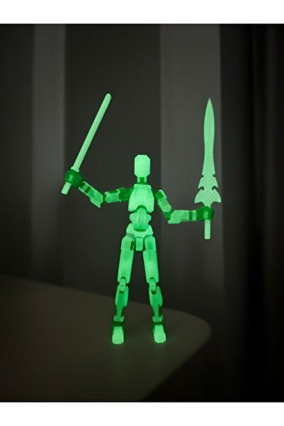 joybaskı Robot Dummy Hareketli Oynar Eklemli Karanlıkta Parlayan Fosfor Yeşil...