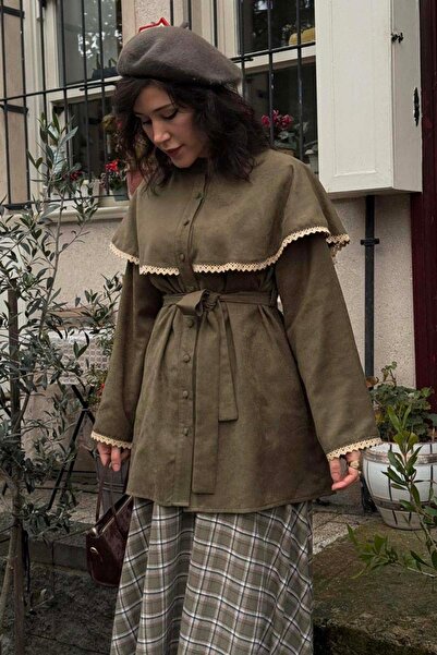 ZÜLAYS Dantelli Süet Gömlek Haki