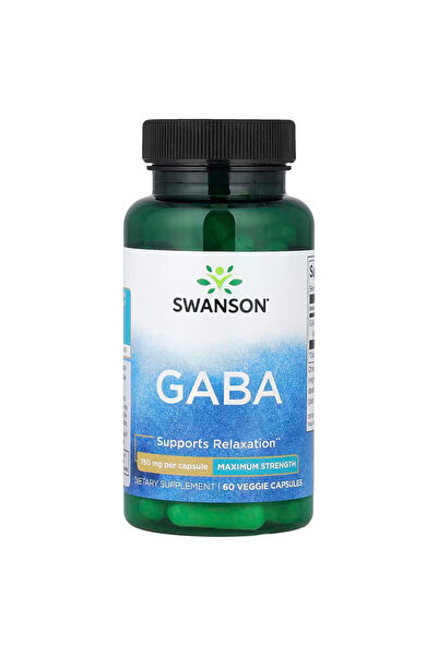 SWANSON GABA Maximum Strength 750 mg 60 Veggie Strength Supports Relaxation