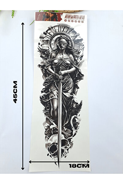 Butik Komple Kol Kılıç Kadın Ve Saat Desenli Geçici Vücut Dövmesi Tattoo 1-2 ...