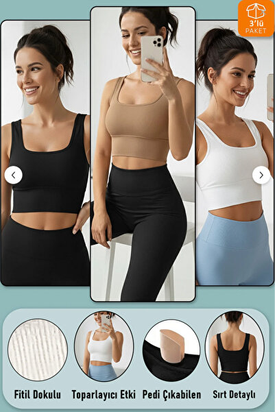 LYZALÜXEN LÜX CROP 3 LÜ ADET KAŞKORSE LİKRALI KUMAŞ