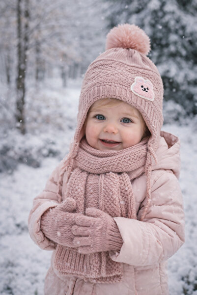 Monkabox 1-4 Years Old Girl Scarf Beanie Gloves Set