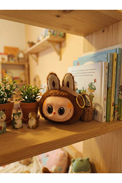 Probag Labubu Style Rabbit Ear Keychain Cute Character Bag Ornament – Brown