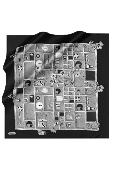 Cacharel Eșarfă de mătase Twill - 8942313-913 Negru Gri