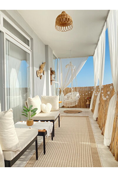 moontime alaçatı Modern Sisal Jüt Balkon ve Bahçe İçin Dayanıklı Kılım Seti