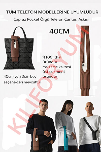 Kılıforyum iPhone Cross Pocket Mesh Phone Bag Strap Compatible with All Phones 40cm 80cm