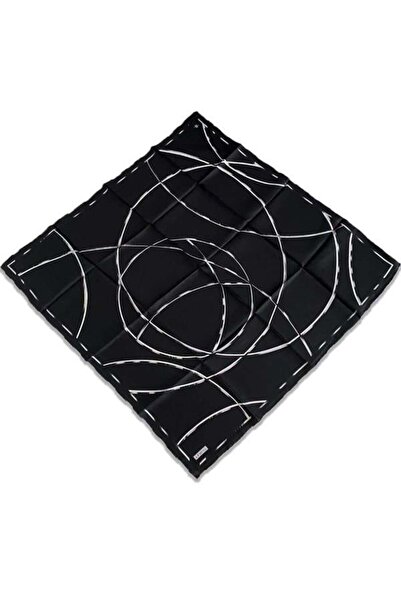 Armine Шовковий шарф 2024 Літо - 9176-81 Чорний Срібний Сура