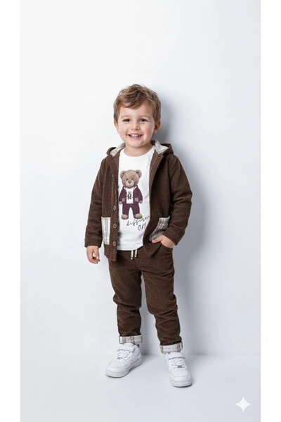 Bontino Αγορίστικη ζακέτα από 100% βαμβακερό βελούδο, παντελόνι και μακρυμάνι...