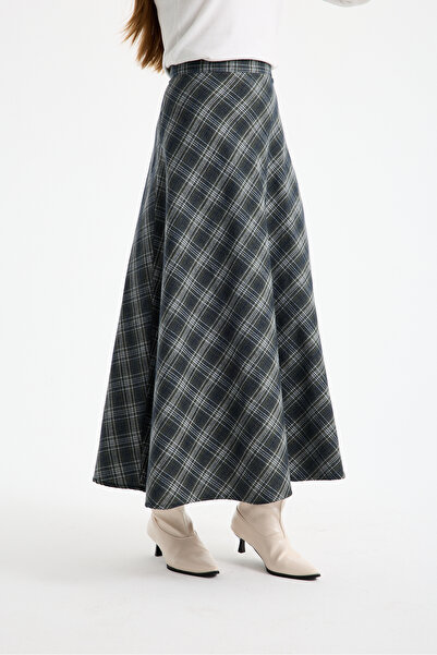 PINTORE Kadın Ekose Desenli Uzun Etek