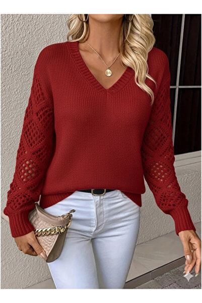 byasafkids    Women's Long Sleeve V Neck Sleeve Hollowed Out Diamond Pattern ...