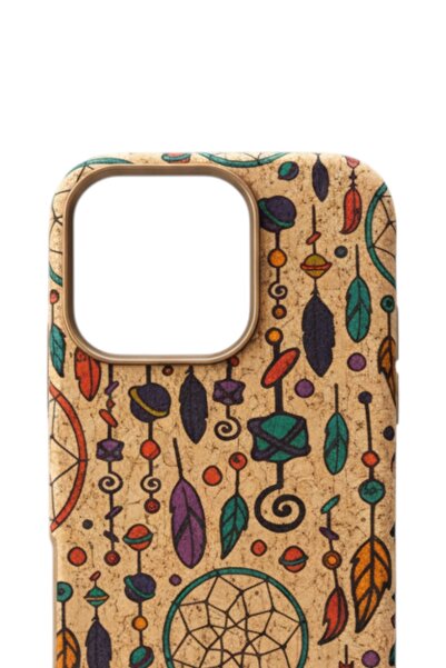 PiyasaSepeti iPhone 16 Pro Max Natural Mushroom Textured Magsafe Case Bohemian Dreamcatcher