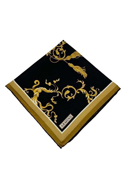Armine Silk Scarf 2025 Summer - 9360-31 Black Gold Twill