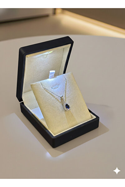 ADA LİFE GÜMÜŞ (PREMİUM IŞIKLI KUTULU) 925 Ayar Gümüş Lacivert Taşlı Damla mo...