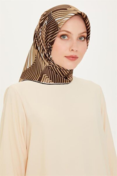 Armine Eșarfă de mătase Iarna 2025 - 9218-35 Twill maro închis