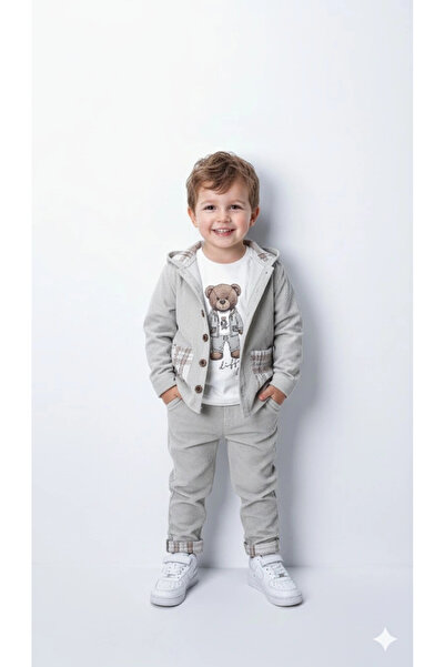 Bontino Αγορίστικη ζακέτα από 100% βαμβακερό βελούδο, παντελόνι και μακρυμάνι...