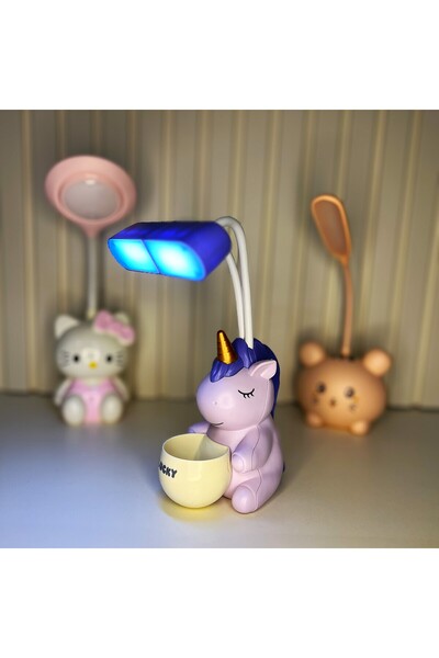 Taşmeran Unicorn Sevimli Kalemlikli Şarjlı Masa Lambası Tky0436