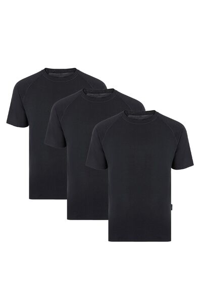 THERMOFORM Bamboo Men's Crew Neck T-Shirt Short Sleeve Undershirt Tank Top Black 3-Pack