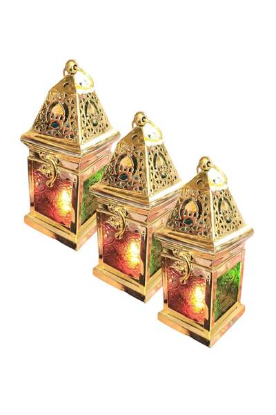 Ramadan 3 Pieces of Metal Lantern lamp with Bukhour