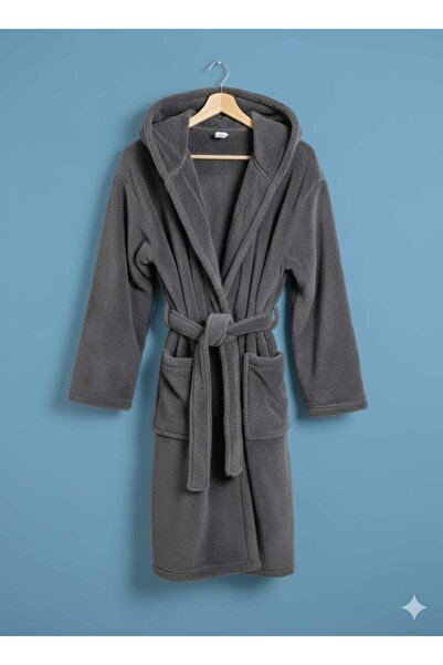 SUERTO ANTRASİT GRİ Wellsoft Kapüşonlu Unisex Sabahlık