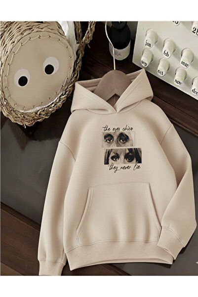 Mayer Butik Unisex Women/Men Scarface Eyes Dont Lie Printed Oversized Hooded Sweatshirt