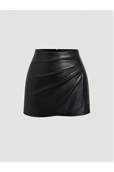 blck & premium Deri Mini Etek