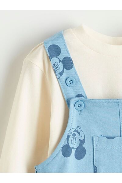 LC Waikiki Lcw Baby Mickey Mouse Printed Baby Boy Salopet and T-Shirt
