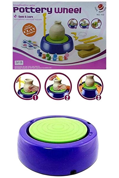 HNA ورشة تشكيل فخار للأطفال – طقم تفاعلي DIY مع عجلة دوّارة وألوان وأدوات نحت...