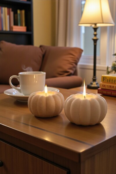 Dropcek eticaret Sevimli Toz Tutmayan 2'li Dekoratif Balkabağı Mumluklar Vega...