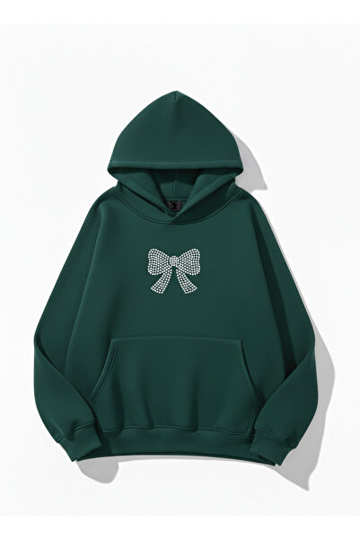 Mayer Butik Unisex Men/Women Ribbon Stone Printed Oversized Hooded Sweatshirt