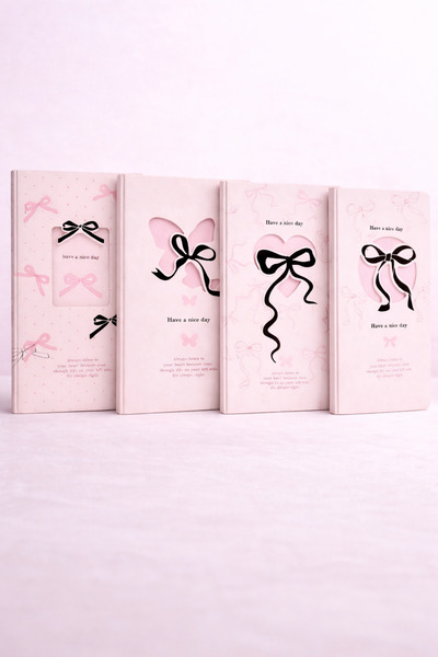 matheon Pembe Kurdele Temalı 4’lü Defter Seti | Sert Kapak Günlük – Hediye De...