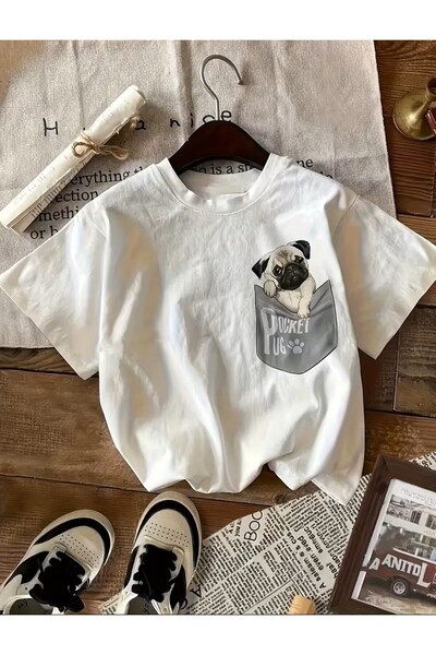 LELVANİ تي شيرت لطيف على شكل جرو كلب مطبوع