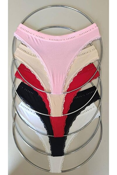 Victoria's Secret Women's thong panties 5 pairs multicolor premium cotton