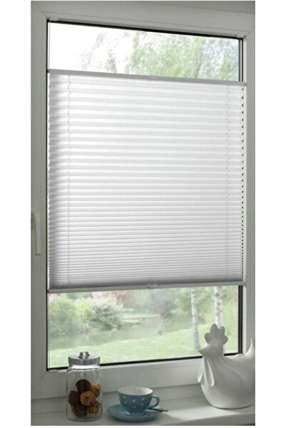 perde zamanı Beyaz Plise Katlanır Cam Balkon Perdesi-Ofis Perdesi-Ev Perdesi ...