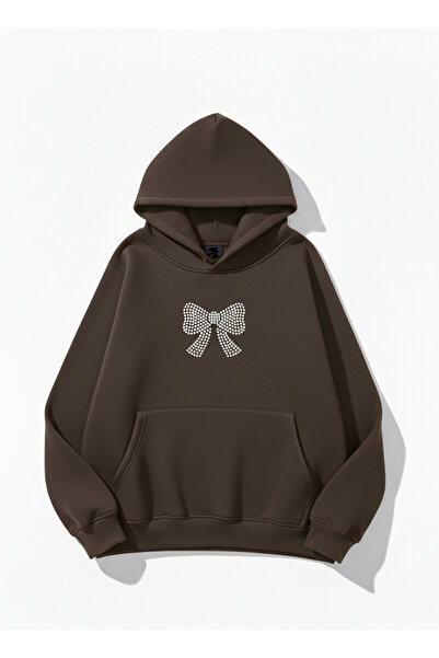 Mayer Butik Unisex Men/Women Ribbon Stone Printed Oversized Hooded Sweatshirt