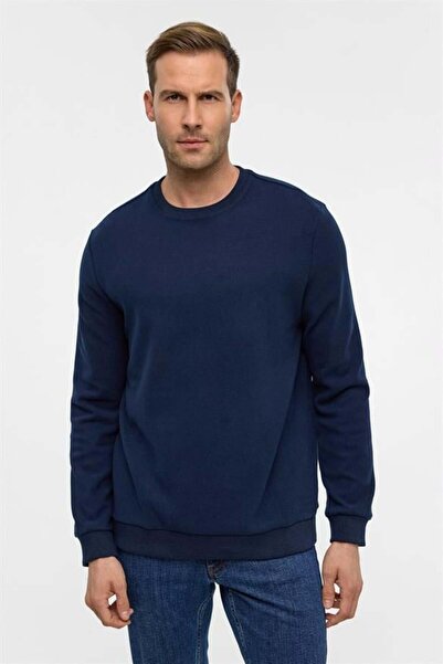 SÜVARİ Lacivert Regular Düz Bisiklet Yaka Sweatshirt