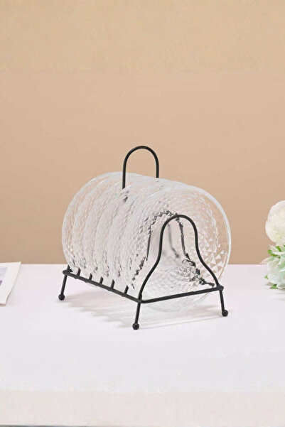 Generic Three-tiered glass serving stand with an elegant metal frame