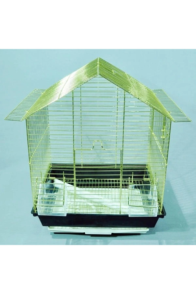 Genel Markalar Euro Gold Kuş Telli Üçgen Çatılı Kuş Kafesi Pirinç 34.5x28x45....