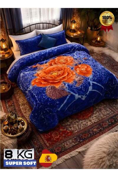 Premium Luxury 8KG Super Soft Blue Floral Blanket