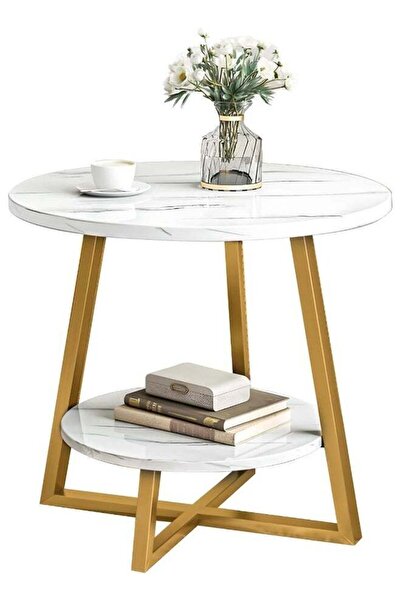 Generic Sofa side table 2 Tier Coffee Table, Round End Table Sturdy Living Room