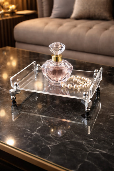 innossa pleksi dekorasyon Silver Footed Riser and Desk Top Organizer