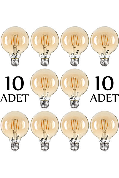 MŞ Aydınlatma 10 Adet Cla19 E27 Duylu 8 Watt Gün Işığı Led Filament Rustik Ba...