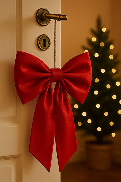 Mirilliahome Linen Door Bow Ornament Decorative Door Ornament with Hanger 28X15 cm