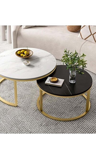 Generic Nesting Coffee Table for Living Room, Round Coffee Table Center Table Set of 2, Modern Coffee Tables
