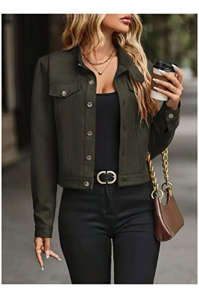 byasafkids Women's Long Sleeve Front Buttoned Short Suede Jacket